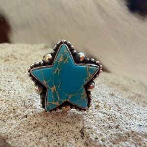 ❤️ Sea Sediment Jasper Decorative Star Ring 5 Grams Sterling Silver Size 6.5